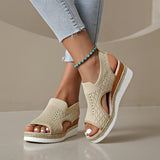 And Summer New Flying Fish Mouth Sandals Women's Net Cloth Breathable Slopes Sandals Large Hot Beach