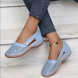 Summer Large-Size Casual Sandals Women's Slopes Hollow Pure Color Single Shoes Low-Heeled Sandals