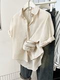 Short-Sleeved Shirt Women's Summer 2025 Summer New Loose Thin Shirt Niche Design