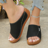 Thick-Bottomed Casual Slippers Women 2025 New Summer Word Solid Color Simple Fashion Fish Mouth