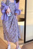 Dress Women Sexy New Slim Elegant Chic Colorful Fresh Hepburn Spaghetti Strap Korean Style Print V-neck Casual