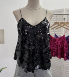 Shoot Hottie Sexy Night Club Heavy Bling Flash Shiny V Tie Sling Vest Sleeveless Top