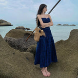 Zingj Plaid Niche Design Annual Meeting Strapless Dress High Sense Dress