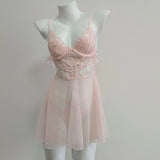 High-End Lace Pajamas Women Efflue Pure Desire To See The Mesh Sexy Elegant With Tdding Pajart