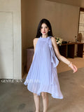 Xixi 2025 Summer New Temperament Elegant Round Collar Sleeveless Dress Senior Sense Short Dress Women