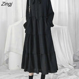 Women Solid Simple Korean Style Loose Trendy Casual Students Preppy Streetwear Ladies Chic Ins Vestidos Mujer