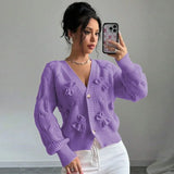 And Winter New Sweater Women's Tops Solid Color Long-Sleeved Bow Knitted Shirt