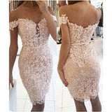 Cocktail Dresses Sheath Off The Shoulder Short Mini Appliques Beaded Homecoming Dresses Haute
