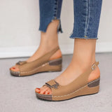 Summer New Women's Sandals Thick Bottom Slope Behind The Buckle Tide High-Heeled Sandals Women Large