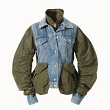 Patchwork Women Fly Coat Autumn Winter New Chic Fashion Turn-down Collar Loose Windbreaker 2022 High Street Bomber