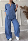 New Women's Fashion Pure Color Cotton Slack Suit