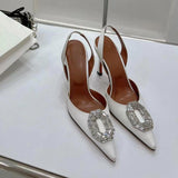 Water Drill Buckle Head Sandals Women Open Spring New Pointed Fine Heel High Heels Of The Hollow Banquet Cloth High