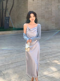Xixi 13 Lines 2025 Spring And Summer New French Retro Collar Temperament Pearl Hanging Joint Dress