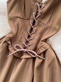 Sexy Draw String Spaghetti Strap Dress Elegant Halter Bandage Mini Beace Vestidos Female Slim Robe New Fashion