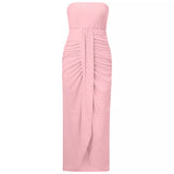 Fashion Casual Knitting Women's Wear Hot Selling Solid Color Strapless Jacquard Waist Trend