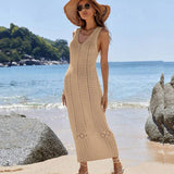 Beach Dress Knitted Sleeveless Vest Dress Bikini Shirt For
