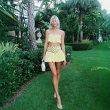 Women's Clothing INS Buckle Eye Decoration Sling Suit + Short Skirt