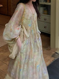Casual Retro Loose Long V-Neck Bat Sleeve Niche Dress French Mid-Sleeve A-Dress