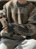 Checkered Pullover Knit Sweater-Outfit