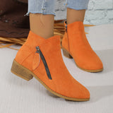 Women's Shoes New Thick-Heeled Large Size Women's Boots Velvet Martin Boots Low Heel Side Zipper Short Boots