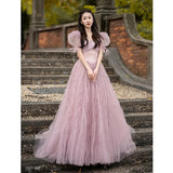 Pink Evening Dress Women's 2025 New Light Luxury Small Adult Lisson Princess Dress Bubble