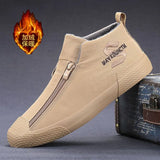 Medium-Term Men's Shoes High-Top Leather Boots Plus Velvet Warm Cotton Shoes Men's Snow Short Boots Tide