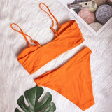 Zingj New Sexy Swimsuit Metal Accessories Hollow Bikini Solid Color Strapless High Waist Women's
