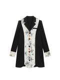 Women's Dress Vintage Korean Style Patchwork Long Dresses Fashion Harajuku Casual Black Print A-line Midi Dresses Clothes