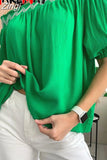 Women's Summer Blouse with Open Shoulders Sexy Tops Short Sleeve Tunics Green Shirt Off Shoulder Beautiful Blouses for Women