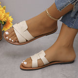 Light-And-Dip Flat-Bottomed Slippers Women Wear A Word Retro Beach Cool