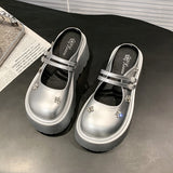 New Sweet Cool Thick Soles To Height Mary Treasure Shoes Small Man Double Tied With Water Drill Half Slippers Women Can Wear