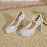 Zingj Pearl Chain Waterproof Platform Is Very Beautiful Fine Flash High Heels Show He Wedding Dress Two Wear Not Tired Foot Wedding Shoes