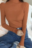 Soft Women Turtleneck Sweater Autumn Knitted Solid Jumper Winter Long Sleeve Elastic Pink Female Pullover Top