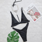 Zingj New Bikini Sexy Luxury Crystal Diamond Neck Chain Swimsuit Sweater Three-Piece Women's