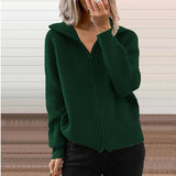 Zingj Winter New Striped Casual Coat Loose Sweater Zipper Cardigan Long Sleeve Lapel Sweater Woman-Outfit