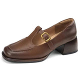 Small Leather Shoes Women's Design Sense Of Niche Heel Women's Shoes 2025 Autumn French Retro Brown Light Mouth Single