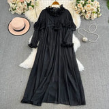 Break Orange Taut French Lotus Leaf Dress High-End Exquisite Age-Dexing Elegant Long Dress Women Autumn