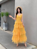 Light Yarn Bare Back Sweet Wooden Ear Slings Long Shaft Fairy Air Mesh Irregular