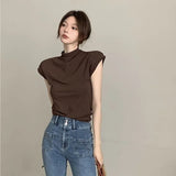 Lust Wind T-Shirt Girl In Chao Thai Style 2025 New Pink Shoulder Hottie Thin Tight Short-Sleeved