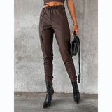 Zingj Autumn And Winter Money Collect Waist Street Fashion Rope Leather Pants