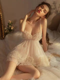 Pajamas Woman 2025 New Perspective Lace Yarn Princess Pure Lust Wind Sling Aja Prion Suit
