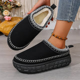 Large-Size Thick-Bottomed National Wind Half-Cotton Shoes Female Long Furry Tire Bottom Snow