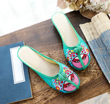 Zingj Embroidered Cloth Shoes Sandals National Tide Quintessence Of Facial Makeup Flower Dan Dish Buckle Female Cool