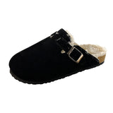 Large-Size Bag Head Thick-Bottom Cotton Slippers Women Plus Velvet Cork Dragged Lazy Man Velvet