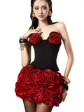 New Red Brao Floral Dress Set Stylish Warm Party