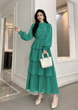 Chiffon Large Swing Thin A-Song Skirt French-Style Waist-To-Skin 100-Folded Dress New Lady Dress