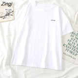 Women Short Sleeve T-shirts O-neck Embroidery Casual Simple Soft Korean Style Trendy Loose Tops Womens Sweet Girls Harajuku