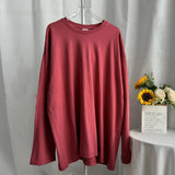 2025 New Hot Pure Color Long-Sleeved T-Shirt Women Loose Cotton Collar Base