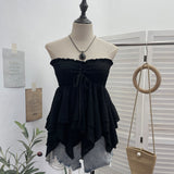 Shooting Holiday Wind Bra Strap With Bow Irregular Dress Loose Thin Short Sleeveless Top