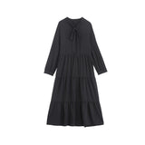 Orange Tsale Dress Women 2025 Spring New Loose Temperament Retro Black Dress Gentle Wind Chiffon